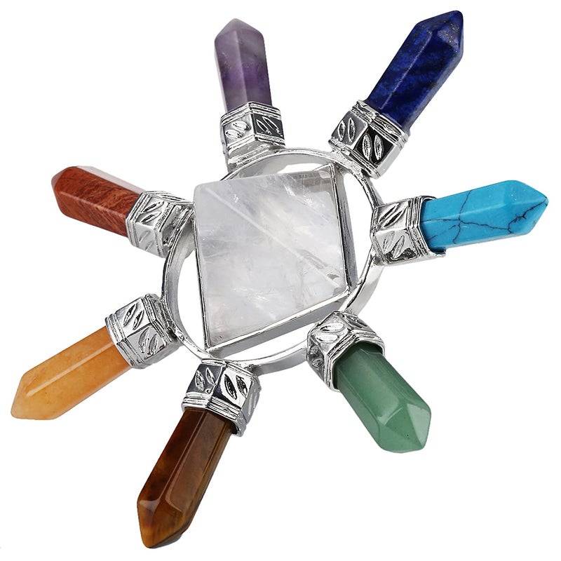 Rockcloud Pyramid & 7 Chakra Points Energy Generator,Reiki Healing Crystal Stone,Rock Quartz - Image 4