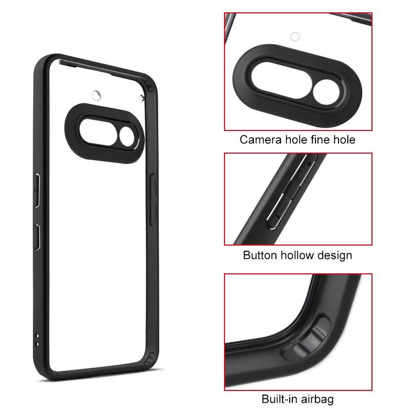 HuHa Case Cover For Nothing Phone 3a Frosted TPU Hybrid Transparent PC Phone Case(Black) - Image 3