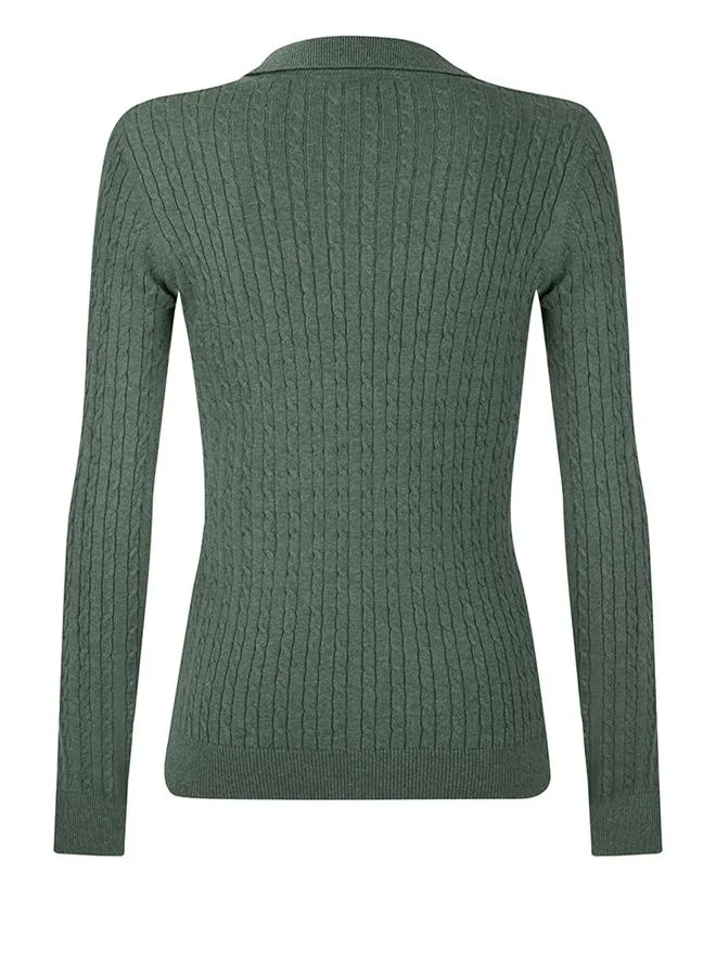 FELIX HARDY Green Pullover with Polo Collar for Women | Best Price UAE