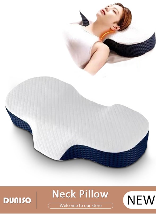 DUNISO Memory Foam Neck Pillow, Adjustable Ergonomic Cervical Pillow for Sleeping, Shoulder Support And Pain Relief Bed Pillow, Orthopedic Neck Pillow with Washable Cover for Side, Back, Stomach Sleepers  - Image 1