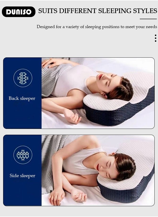 DUNISO Memory Foam Neck Pillow, Adjustable Ergonomic Cervical Pillow for Sleeping, Shoulder Support And Pain Relief Bed Pillow, Orthopedic Neck Pillow with Washable Cover for Side, Back, Stomach Sleepers  - Image 3