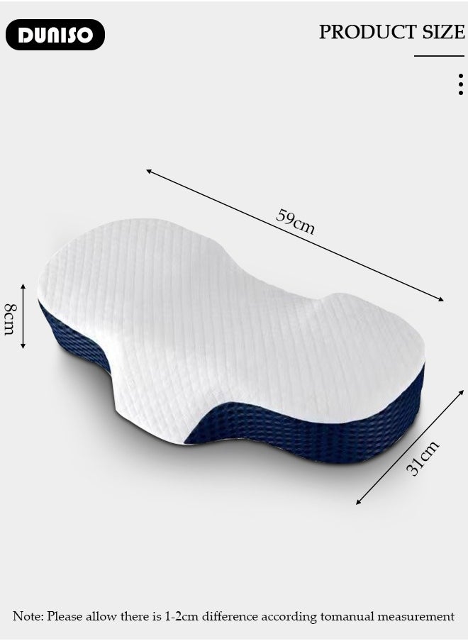 DUNISO Memory Foam Neck Pillow, Adjustable Ergonomic Cervical Pillow for Sleeping, Shoulder Support And Pain Relief Bed Pillow, Orthopedic Neck Pillow with Washable Cover for Side, Back, Stomach Sleepers  - Image 4