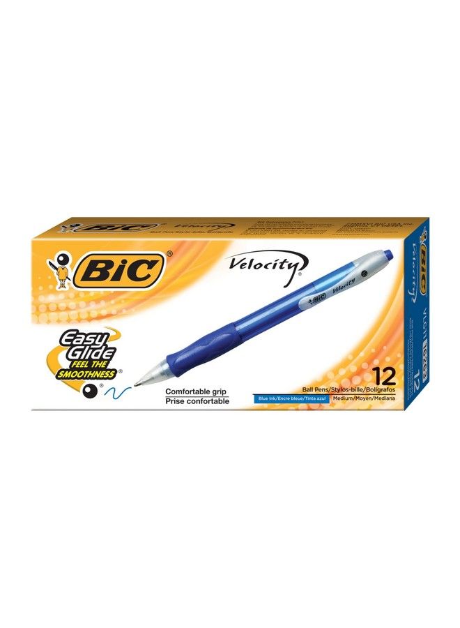 Bic قلم حبر جاف سهل الانزلاق من فيلوسيتي، متوسط الحجم، حبر أزرق شفاف، 1 مم، أسطوانة زرقاء، دزينة - Image 2