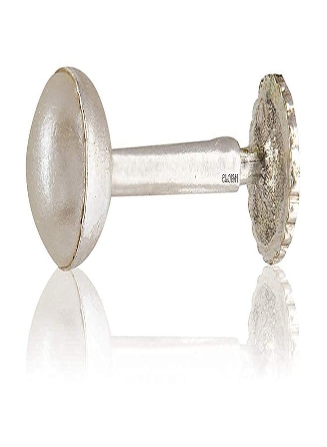 ELOISH 92.5 Sterling Silver Pearl Nose Pin for Women and Girls.(SILVER ORNAMENTS 0.100 GRAMS) (2 MM PEARL SIZE) - Image 1