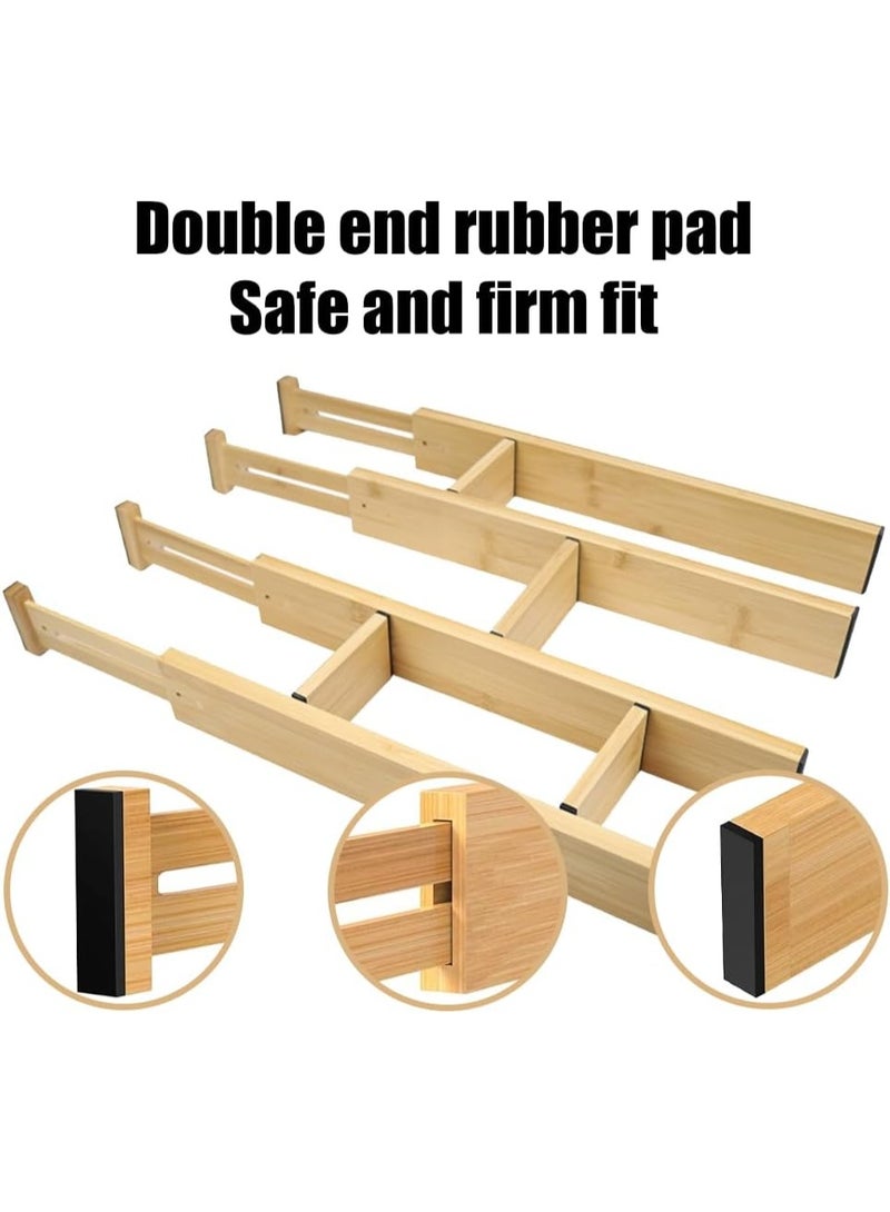 Adjustable bamboo drawer organizer for kitchen and office, 22 inches, with multiple dividers for organizing tools and accessories. - Image 4