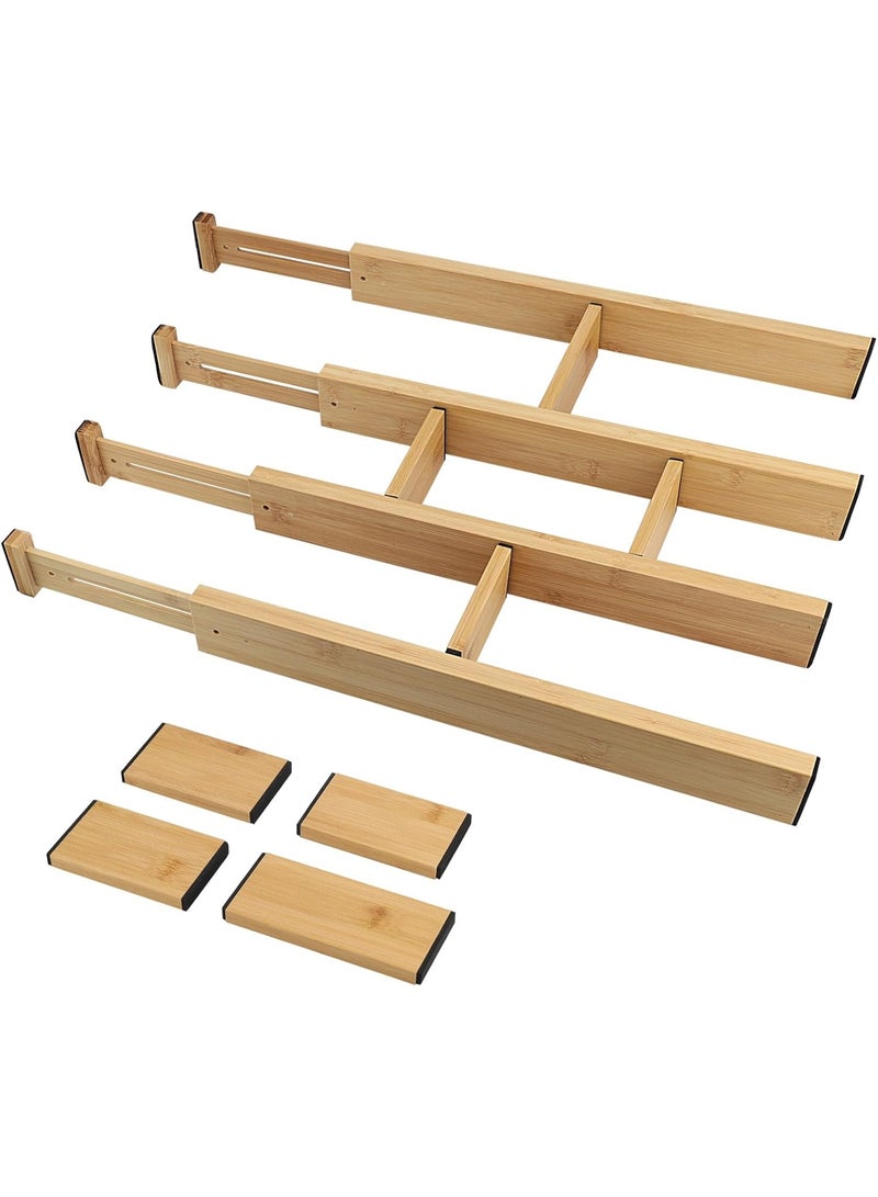 Adjustable bamboo drawer organizer for kitchen and office, 22 inches, with multiple dividers for organizing tools and accessories. - Image 1