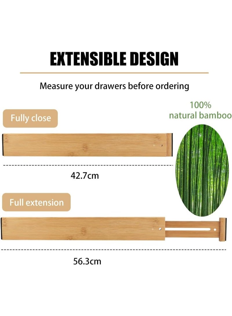 Adjustable bamboo drawer organizer for kitchen and office, 22 inches, with multiple dividers for organizing tools and accessories. - Image 5
