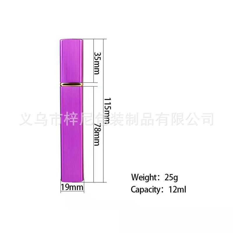 12Ml Stripesd Aluminum Square Tube Perfume Bottle Press Dispensing Bottle Convenient Travel Spray Glass Bottle Empty Bottle - Image 5