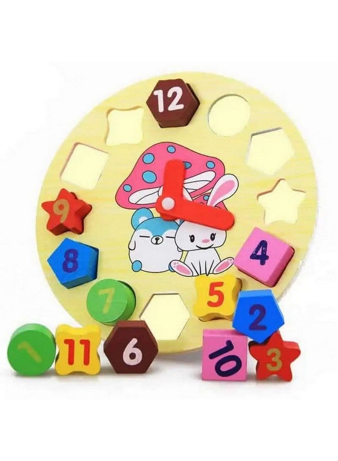 Geometric Wooden Educational Clock Multicolour 2 x 8 x 8 cm MKT-K001392 - Image 1