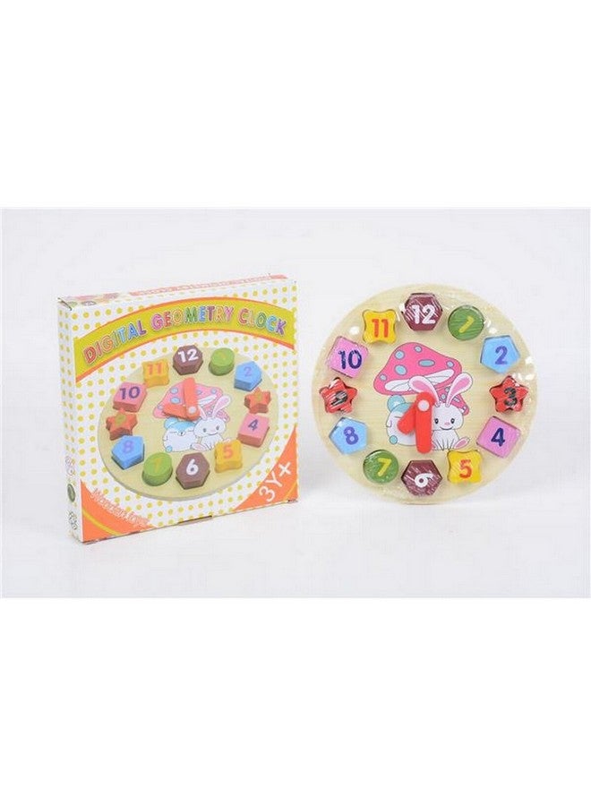 Geometric Wooden Educational Clock Multicolour 2 x 8 x 8 cm MKT-K001392 - Image 2