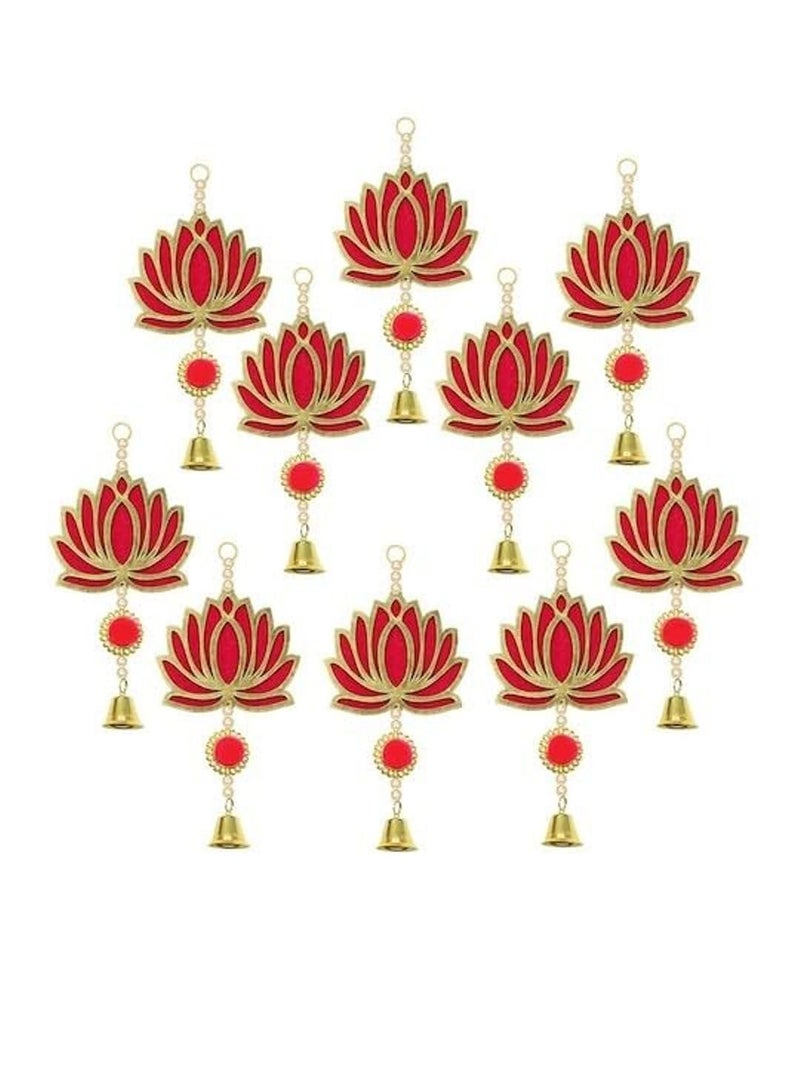 Tejkalp Ayurveda 10 Pcs Lotus Hangings for DecorationHanging for Home DecorFloral Wall Hangings for Temple DecorDiwali DecorWedding and All Festival DecorShowpiece for Home Decor - Image 1