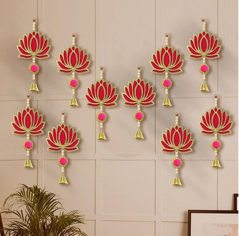 Tejkalp Ayurveda 10 Pcs Lotus Hangings for DecorationHanging for Home DecorFloral Wall Hangings for Temple DecorDiwali DecorWedding and All Festival DecorShowpiece for Home Decor - Image 4