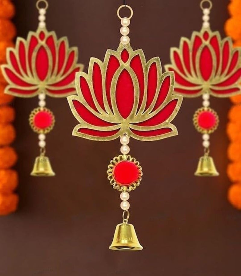Tejkalp Ayurveda 10 Pcs Lotus Hangings for DecorationHanging for Home DecorFloral Wall Hangings for Temple DecorDiwali DecorWedding and All Festival DecorShowpiece for Home Decor - Image 3