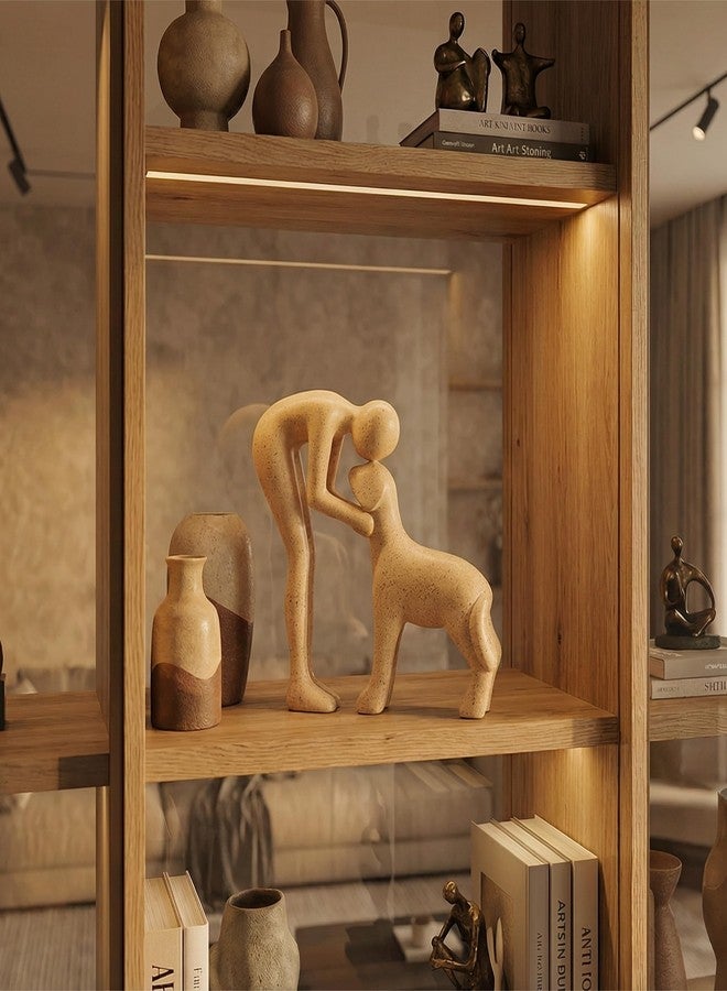 Joogour Dog Sculpture & Man Statue - Cute Home Decor Accents, Sandstone Dog Decor for Shelf, Office & Living Room, Thoughtful Memorial Gift for Pet Lovers - Image 2