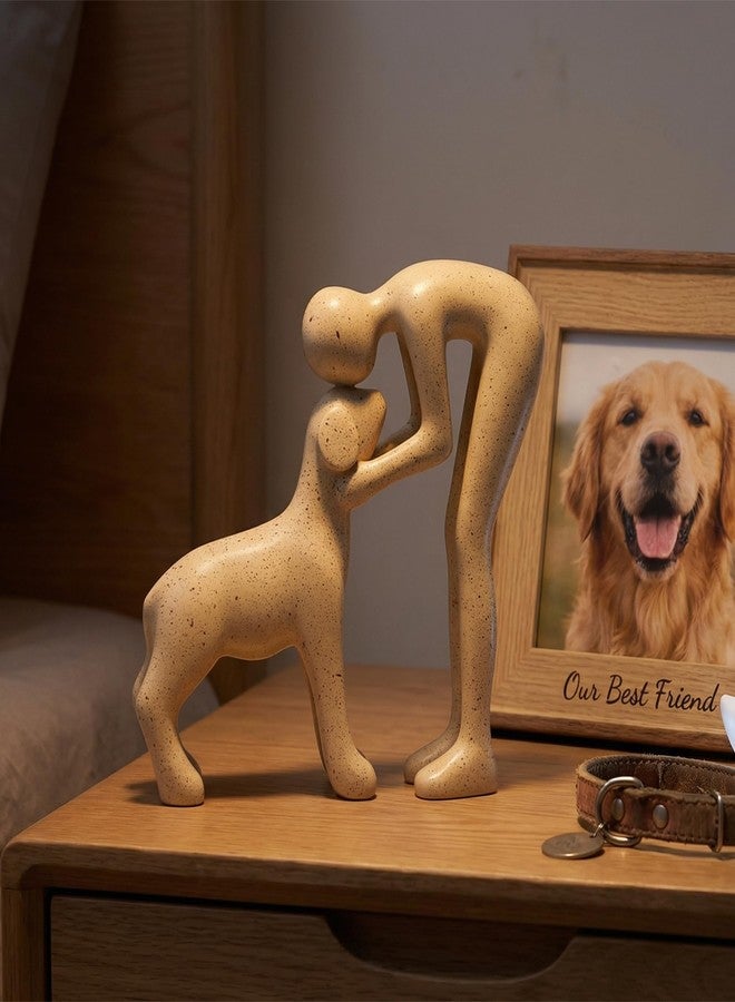 Joogour Dog Sculpture & Man Statue - Cute Home Decor Accents, Sandstone Dog Decor for Shelf, Office & Living Room, Thoughtful Memorial Gift for Pet Lovers - Image 4