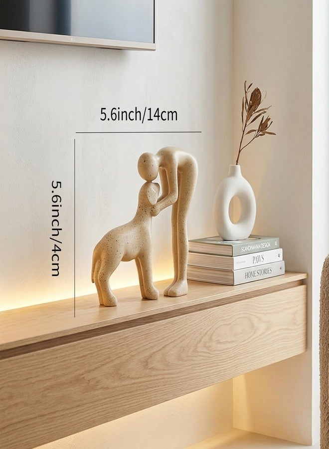 Joogour Dog Sculpture & Man Statue - Cute Home Decor Accents, Sandstone Dog Decor for Shelf, Office & Living Room, Thoughtful Memorial Gift for Pet Lovers - Image 3