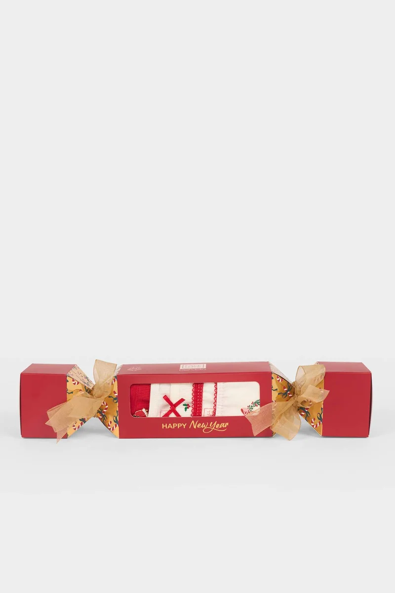 ديفاكتو Christmas Themed Ribbed 3 Piece Panties