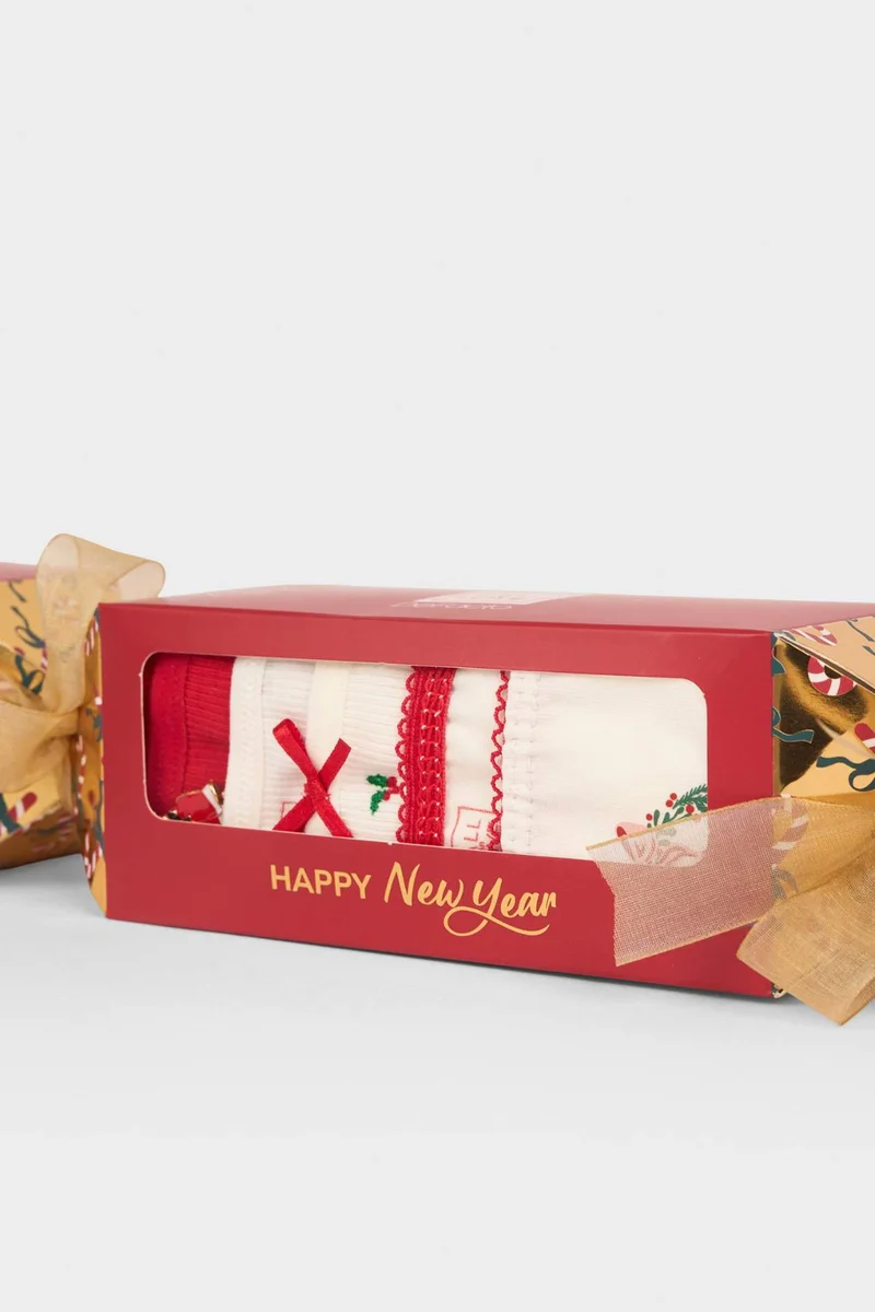 ديفاكتو Christmas Themed Ribbed 3 Piece Panties