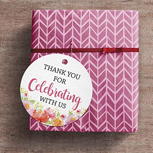 Mr.Mug Thank You Floral Tags 100pcs for Wedding Birthday Baby Showers Parties Paper Gift Tags with Jute String - Image 5