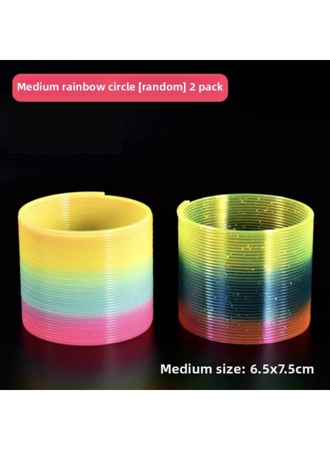 Large Rainbow Circle Toy Kidsren's Stacking Circle Luminous Elastic Circle Magic Special-shaped Elastic Circle-Color:[rainbow Circle]: Send Sports Bracelet-Specifications:Medium Rainbow Circle [random] 2 Pack  - Image 1