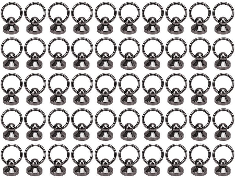 Pull Ring Rivet Zinc Alloy Screwback Round Head Rivets for Leather Projects, 50 Sets for Phone Case Belt Bag (Gold) (Silver) (Silver Black) - Image 1