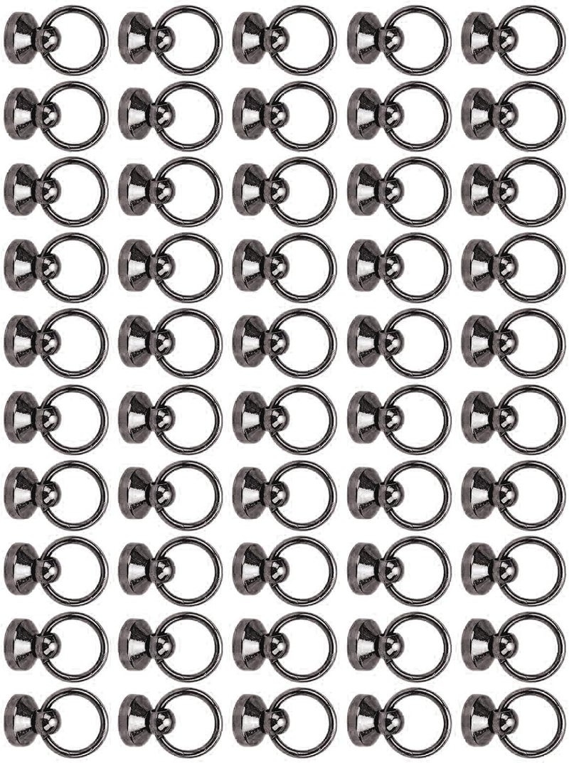 Pull Ring Rivet Zinc Alloy Screwback Round Head Rivets for Leather Projects, 50 Sets for Phone Case Belt Bag (Gold) (Silver) (Silver Black) - Image 2