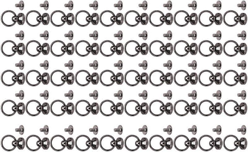 Pull Ring Rivet Zinc Alloy Screwback Round Head Rivets for Leather Projects, 50 Sets for Phone Case Belt Bag (Gold) (Silver) (Silver Black) - Image 5
