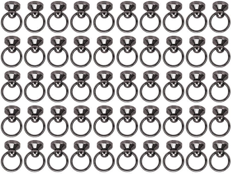 Pull Ring Rivet Zinc Alloy Screwback Round Head Rivets for Leather Projects, 50 Sets for Phone Case Belt Bag (Gold) (Silver) (Silver Black) - Image 4