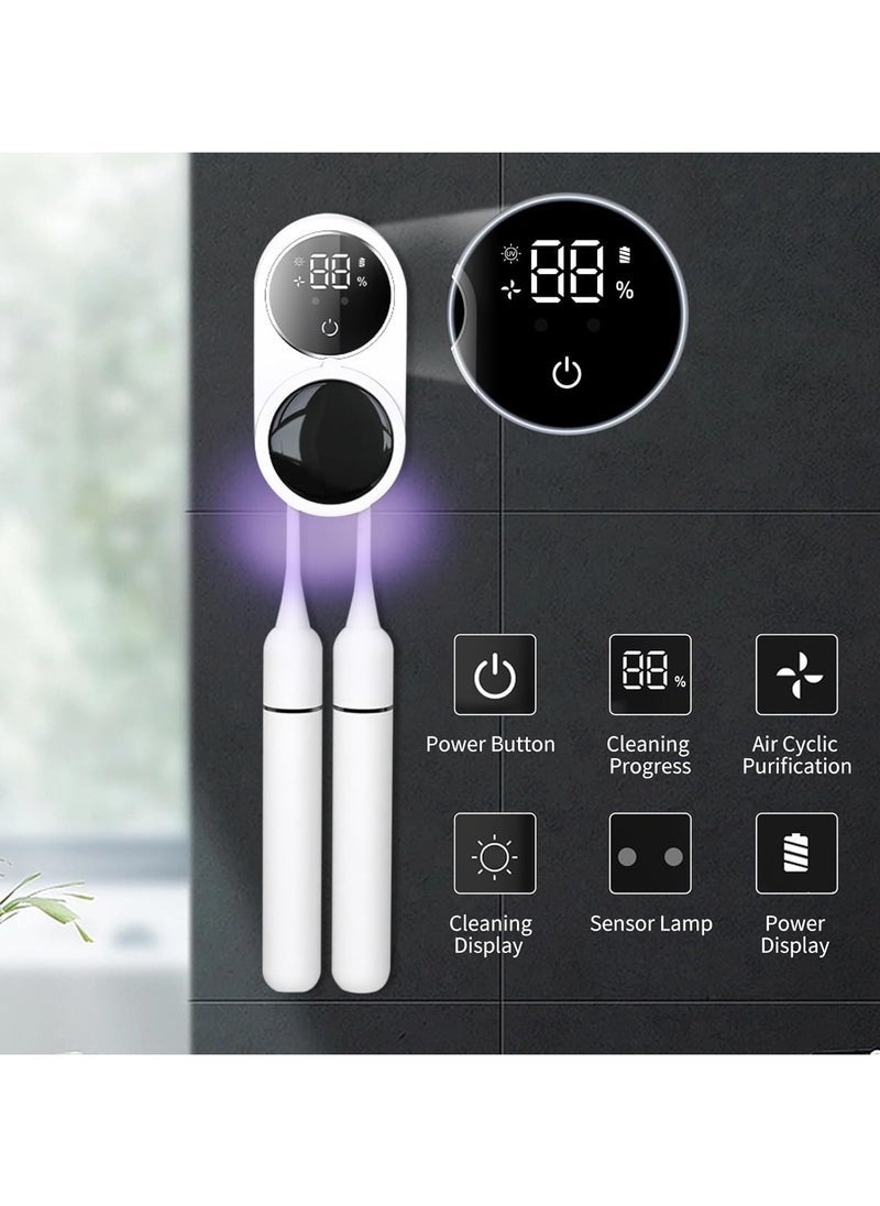ELTRAZONE - Rechargeable UV Toothbrush Sanitizer - Wall Mounted Holder, Cordless Portable Toothbrush Sanitizer with Intelligent Sensor and Screen Display for Home, Office, and Business Trip - Image 1