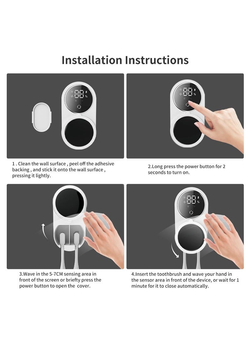 ELTRAZONE - Rechargeable UV Toothbrush Sanitizer - Wall Mounted Holder, Cordless Portable Toothbrush Sanitizer with Intelligent Sensor and Screen Display for Home, Office, and Business Trip - Image 1