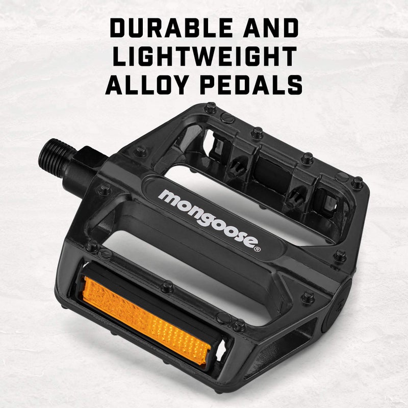 Mongoose Mountain Bike Pedals, Black, Set of 2, Lightweight and Durable Alloy Stands Up to Tough Riding, with Reflectors, Fits 1/2" or 9/16" Cranks, Easy Installation, Replacement Bike Pedals - Image 3