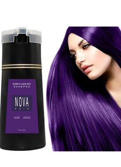 NOVA Nova Hair Dye Shampoo, NovaHair Hair Dye Shampoo 3 in 1, Nova Hair Instant Dye Shampoo, Hair Color for Gray Hair Coverage, Long Lasting Hair Color Shampoo for Women & Men 200ml (Purple)  - Image 1