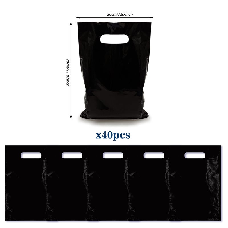 TOSPARTY 40PCS Black Plastic Gift Bags Candy Bag Die Cut Bags are Sturdy Party Assorted Plastic Gift Bag - Image 2