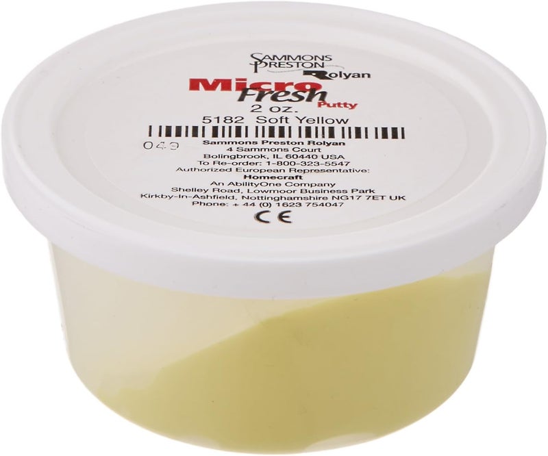 Sammons Preston Micro-Fresh Antibacterial Therapy Putty - Soft Yellow, 2 Ounces for Hand and Foot Exercises - Image 1
