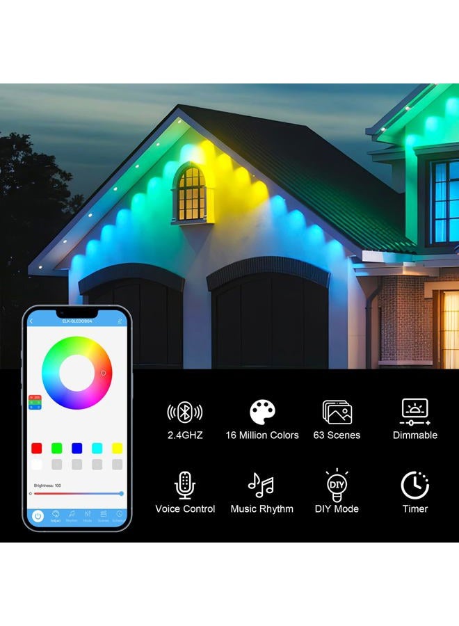 NovaFloat 148 قدم 54 لمبة RGB أضواء خارجية دائمة، تحكم، إضاءة تحت الحافة مقاومة للماء IP67 مع جهاز تحكم عن بعد، مزامنة موسيقية DIY للمنزل، العطلات، الحفلات، ديكور الحديقة - Image 4