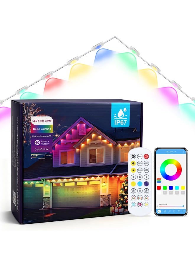 NovaFloat 148 قدم 54 لمبة RGB أضواء خارجية دائمة، تحكم، إضاءة تحت الحافة مقاومة للماء IP67 مع جهاز تحكم عن بعد، مزامنة موسيقية DIY للمنزل، العطلات، الحفلات، ديكور الحديقة - Image 1