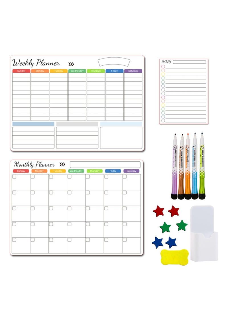 XiuWoo Magnetic Dry Erase Refrigerator Calendar with Markers 16" X 12" Monthly Weekly Fridge Calendar and Today List, Fridge Whiteboard with Back Magnet White  - Image 1
