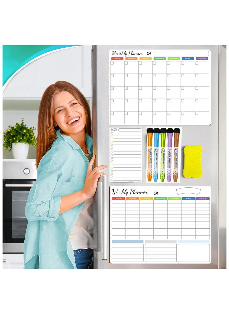 XiuWoo Magnetic Dry Erase Refrigerator Calendar with Markers 16" X 12" Monthly Weekly Fridge Calendar and Today List, Fridge Whiteboard with Back Magnet White  - Image 2