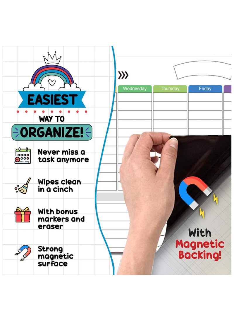 XiuWoo Magnetic Dry Erase Refrigerator Calendar with Markers 16" X 12" Monthly Weekly Fridge Calendar and Today List, Fridge Whiteboard with Back Magnet White  - Image 4