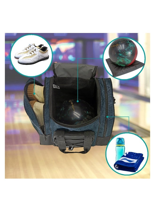 Generic Single Bowling Ball Bag, Padded Bowling Ball Tote Bag Bowling Ball Holder with Padded Ball Holder Bowling Equipment Padded Tote Bag, 2 Pockets fit Bowling Shoes Up to Mens Size 14 and Accessories - Image 2