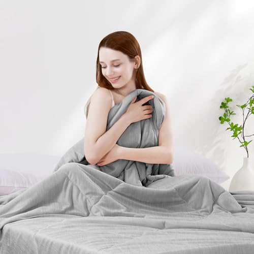Elegear Cooling Comforter Twin Absorbs Body Heat to Keep Cool, Cooling Blanket for Hot Sleepers Japanese Arc-Chill 3.0 Cool Tech Fabric Summer Comforter Hypo-Allergenic Cooling Quilt-Gray, 150x200cm - Image 1