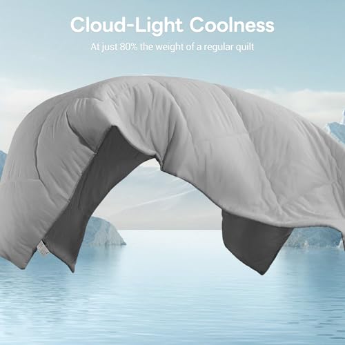 Elegear Cooling Comforter Twin Absorbs Body Heat to Keep Cool, Cooling Blanket for Hot Sleepers Japanese Arc-Chill 3.0 Cool Tech Fabric Summer Comforter Hypo-Allergenic Cooling Quilt-Gray, 150x200cm - Image 3