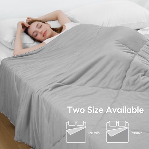 Elegear Cooling Comforter Twin Absorbs Body Heat to Keep Cool, Cooling Blanket for Hot Sleepers Japanese Arc-Chill 3.0 Cool Tech Fabric Summer Comforter Hypo-Allergenic Cooling Quilt-Gray, 150x200cm - Image 5
