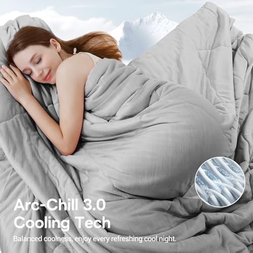 Elegear Cooling Comforter Twin Absorbs Body Heat to Keep Cool, Cooling Blanket for Hot Sleepers Japanese Arc-Chill 3.0 Cool Tech Fabric Summer Comforter Hypo-Allergenic Cooling Quilt-Gray, 150x200cm - Image 2