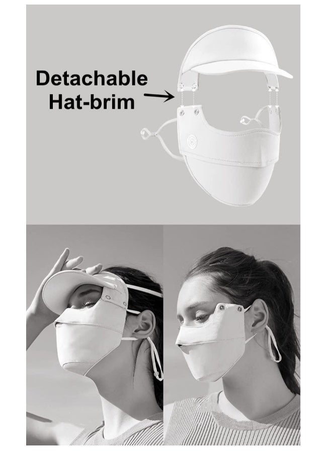 Generic Unisex Ice Silk Sun Protection Face Mask with Detachable Hat-Brim and Adjustable Ear Loops, UV Protection Bandana for Summer Outdoor Sports, All-Around Coverage (Grey) - Image 4