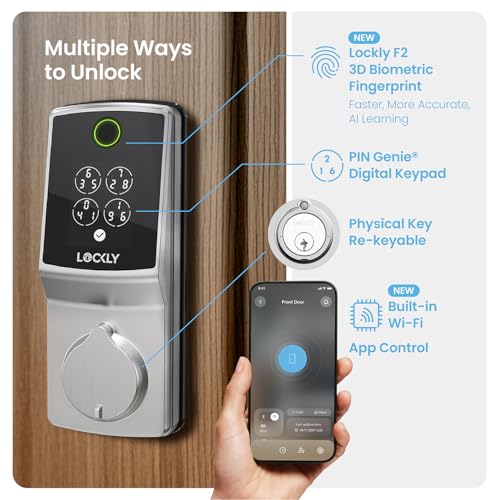 Lockly Secure Pro (2025 Latest Version), Smart Lock with Built-in Wi-Fi, New-Gen Fingerprint Door Lock, Keyless Entry Deadbolt, PIN Genie Keypad, Auto Lock, App Remote Control, Easy Installation - Image 2