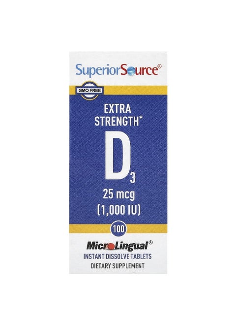 Superior Source, D3, Extra Strength, 25 mcg (1,000 IU), 100 MicroLingual® Instant Dissolve Tablets