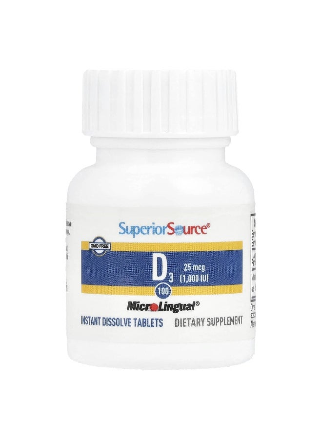 Superior Source Superior Source, D3, Extra Strength, 25 mcg (1,000 IU), 100 MicroLingual® Instant Dissolve Tablets  - Image 3