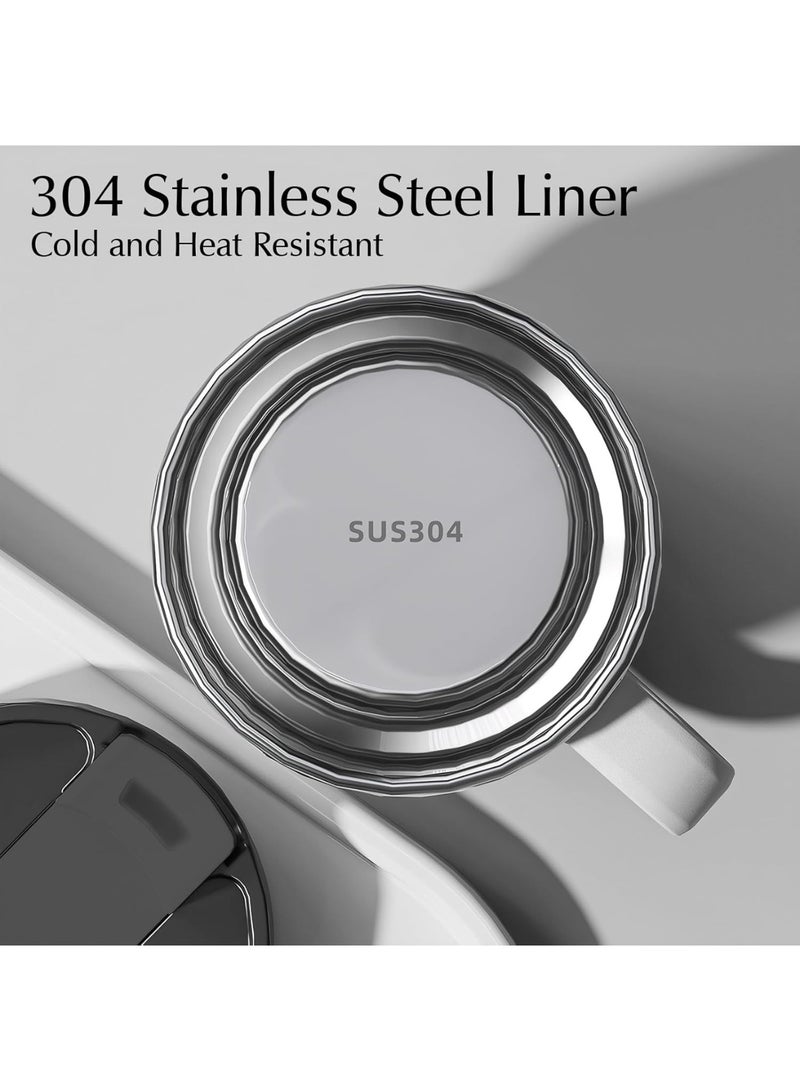 Arabest 304 Stainless Steel Liner, 400ML Multi-Color Insulated Coffee Travel Mug with Handle Double Wall Insulated Mug with Lid Coffee Mug, Easy to Clean, Black  - Image 2