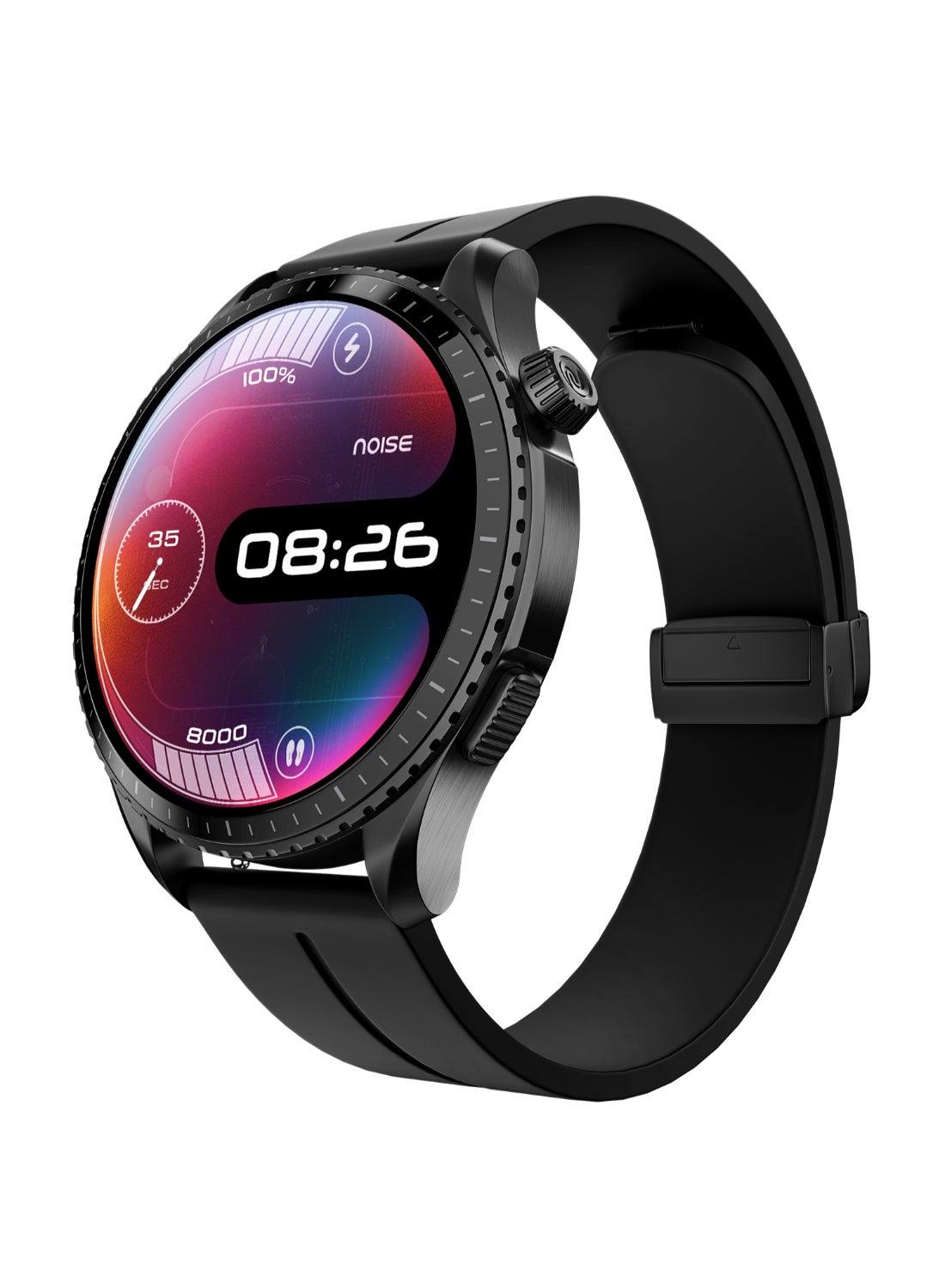 Noise Origin Smart Watch Smoothest Ui Experience (New Nebula Ui) & En 1 Processor, 1.46 Apexvision Amoled Display, Stainless Steel, Contour-Cut Design, Fitness Age, Fast Charging Midnight Black